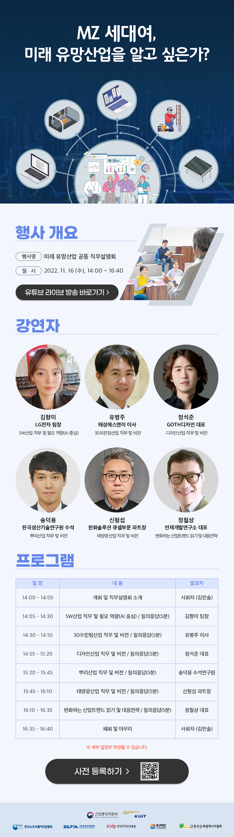 미래 유망산업 공동 직무설명회 포스터